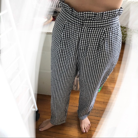 LUSH Black and White Gingham Pants, High-Waist (with ruffle), Size L, NWOT - Picture 7 of 8